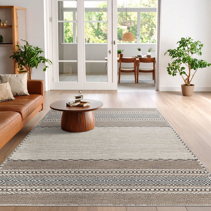 Conceptum Alfombra Woosonıl133 de Algodón, 50 x 80 cm, Beige, Marrón y Negro Conceptum Alfombra Woosonıl133 de Algodón, 50 x 80 cm, Beige, Marrón y Negro